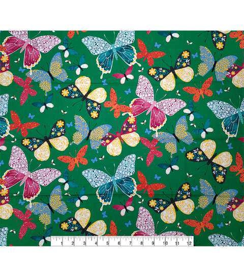 Butterfly on Dark Green Cotton Canvas Fabric Cotton Canvas Fabric 100% cotton 44" wide upholstery bag fabric