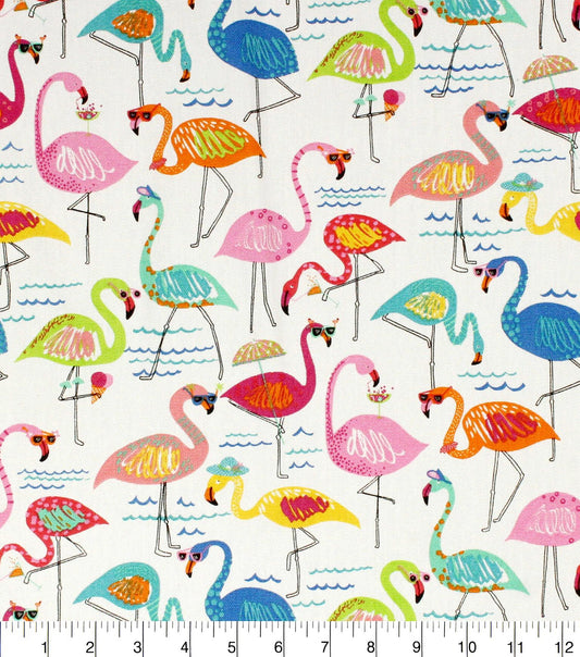Solarium Indoor Outdoor Printed Fabric Novelty Flamingo 54" wide Polyester uphostery bag fabric