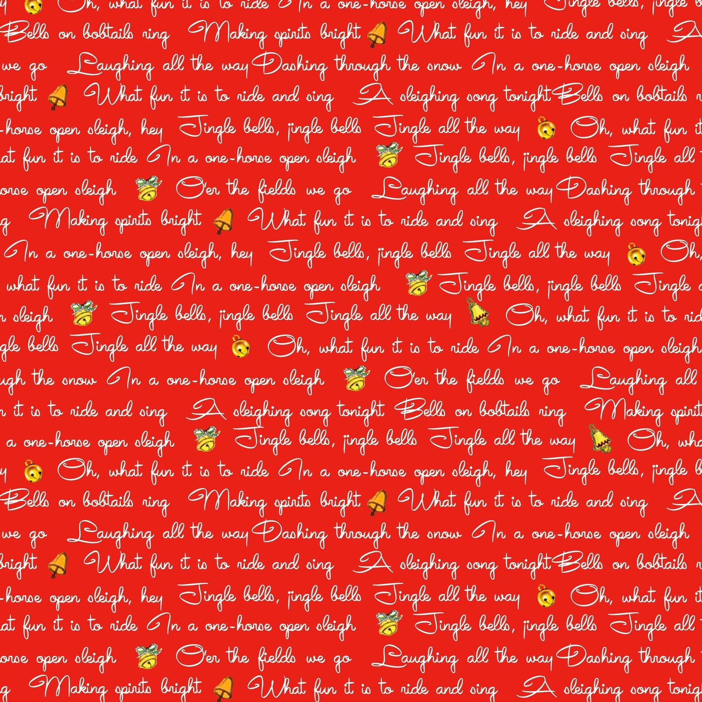 Riley Blake Jingle Bells Lyrics Red by Lindsay Wilkes C14832-RED for Christmas quilting apparel home decor 100% cotton fabric