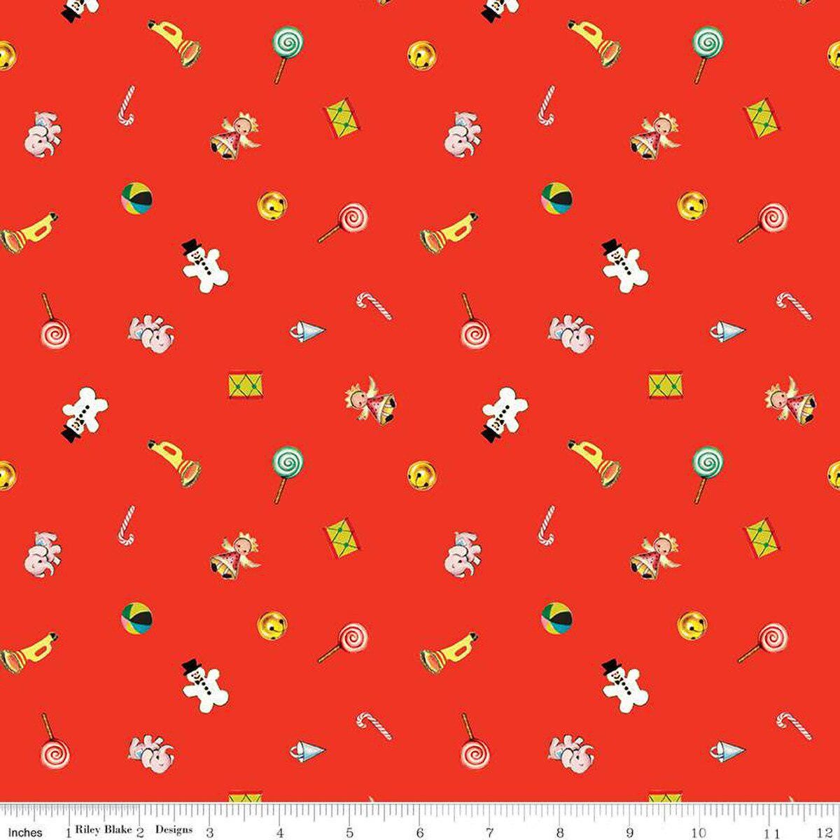 Riley Blake Jingle Bells Toys Red C14833-RED  for Christmas quilting apparel home decor 100% cotton fabric