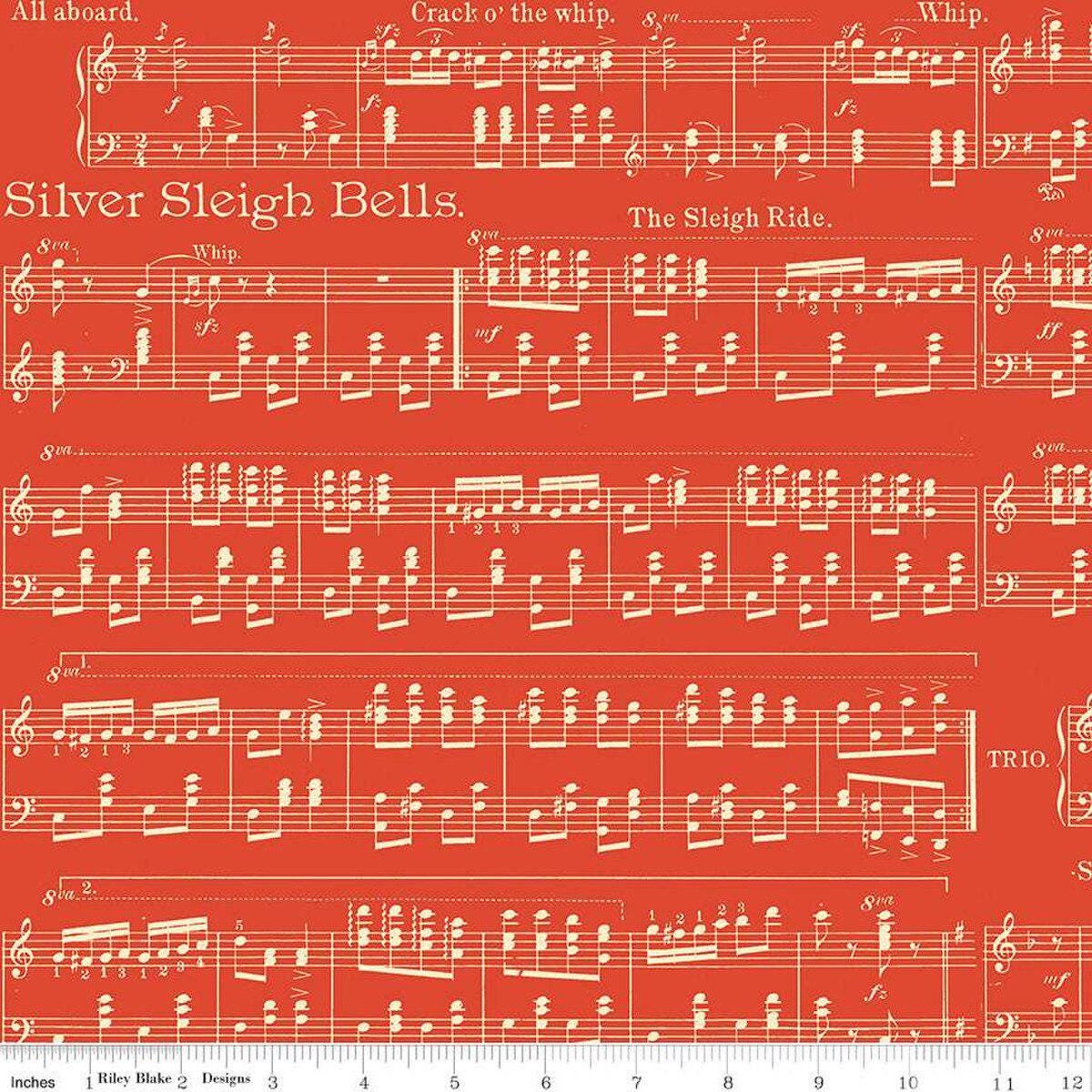 Riley Blake Classic Christmas Sheet Music Red C16284-Red  for Christmas quilting apparel home decor 100% cotton fabric