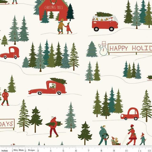 Riley Blake Christmas Is in Town Main Cream C14740 100% cotton fabric