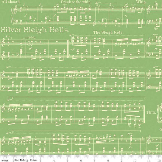 Riley Blake Classic Christmas Sheet Music Green C16284-GREEN  for Christmas quilting apparel home decor 100% cotton fabric