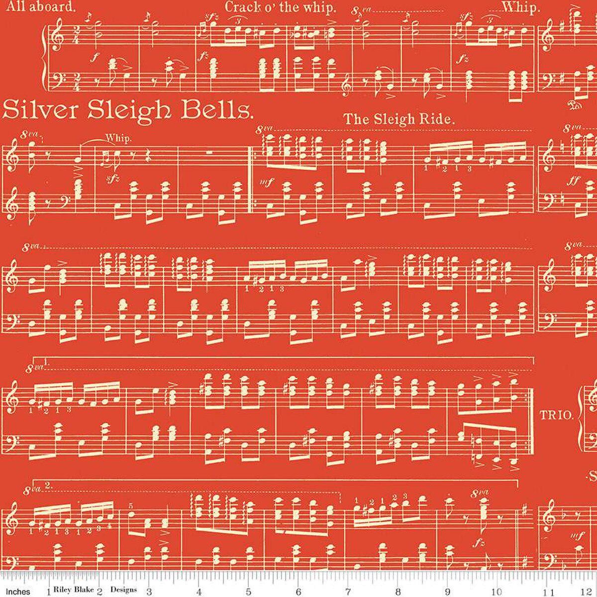 Riley Blake Classic Christmas Sheet Music Red C16284-Red  for Christmas quilting apparel home decor 100% cotton fabric