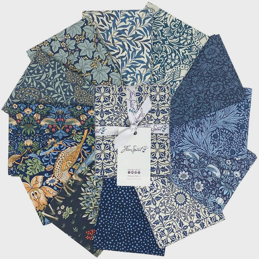 Delft Saturday Stash 12 Fat quarter Pack FB4FQWM.delft Morris & Co. by FreeSpirit 100% quilting Cotton
