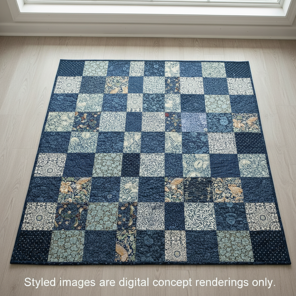 Delft Saturday Stash 12 Fat quarter Pack FB4FQWM.delft Morris & Co. by FreeSpirit 100% quilting Cotton