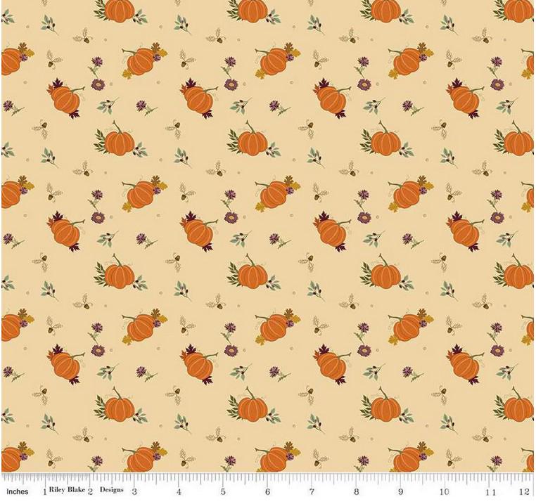 The Awe of Autumn Pumpkins Latte C16192-LATTE 100% cotton with free digital pattern