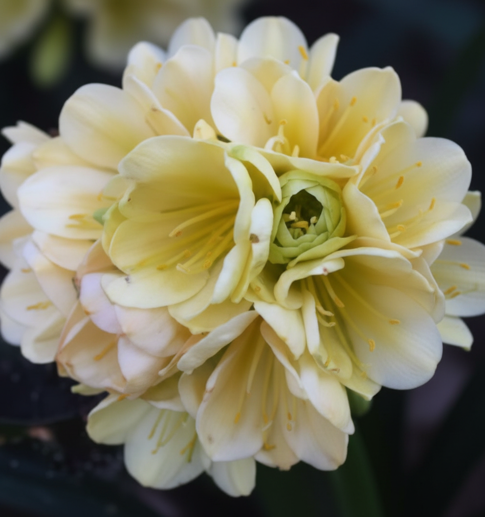 Clivia seedling cross between Tangelo and multipetal Japanese Blush 5-6 inches tall one plant