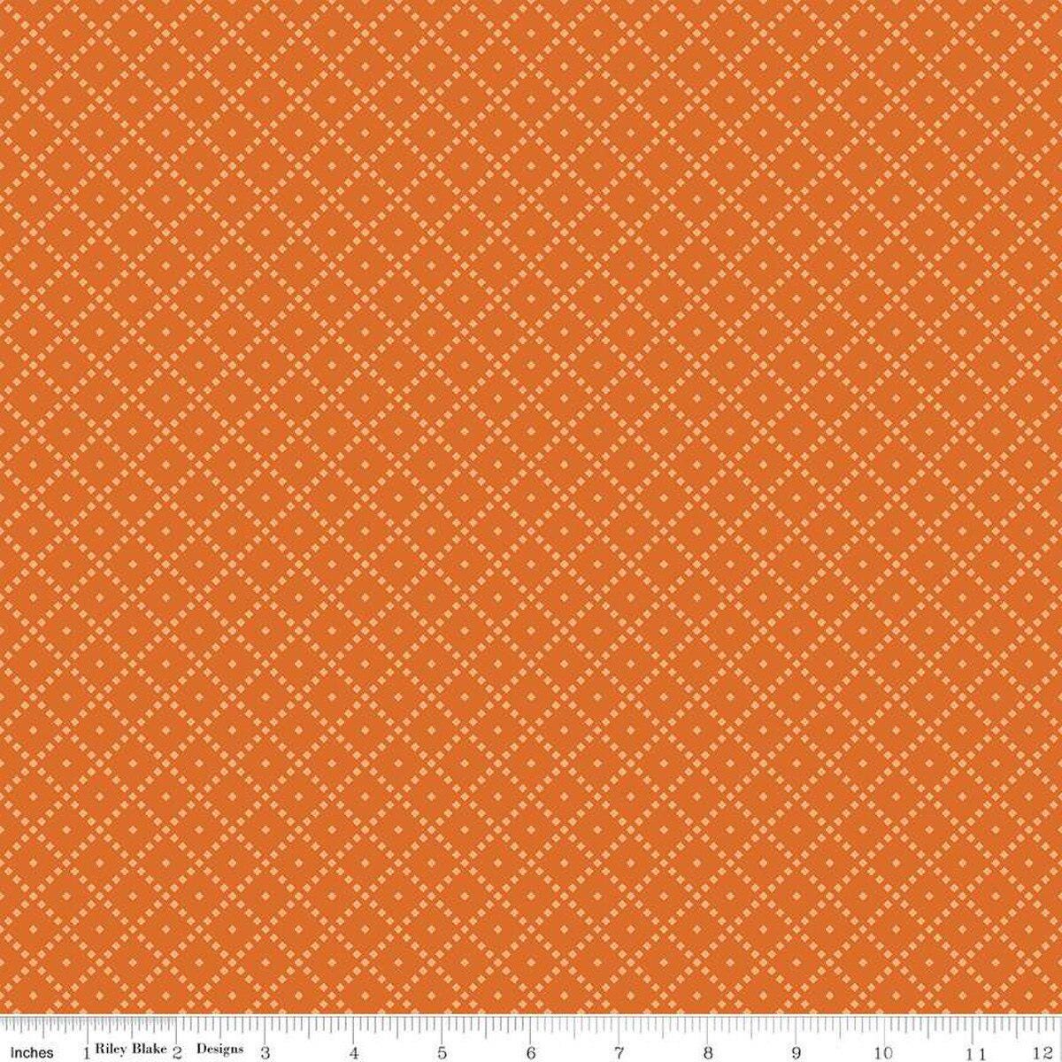 The Awe of Autumn Grid Orange C16197-ORANGE  100% cotton with free digital pattern