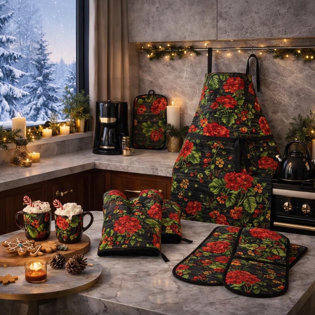 Timeless treasures scarlet beauty  geranium dragonfly collage FLEUR-CD3180 BLACK 100% Cotton fabric