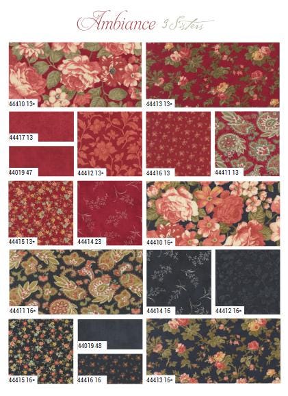 Moda Fabrics Ambiance Rose 44411 13 by 3 Sisters floral 100% Cotton quilting fabric