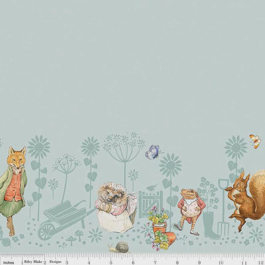 Peter Rabbit & Friends Border Print CD15867-Blue from Riley Blake 100% cotton fabric