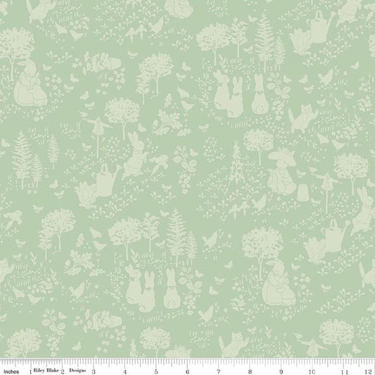 Peter Rabbit™ and Benjamin Bunny™ Tonal Garden C17251-GREEN from Riley Blake 100% cotton fabric