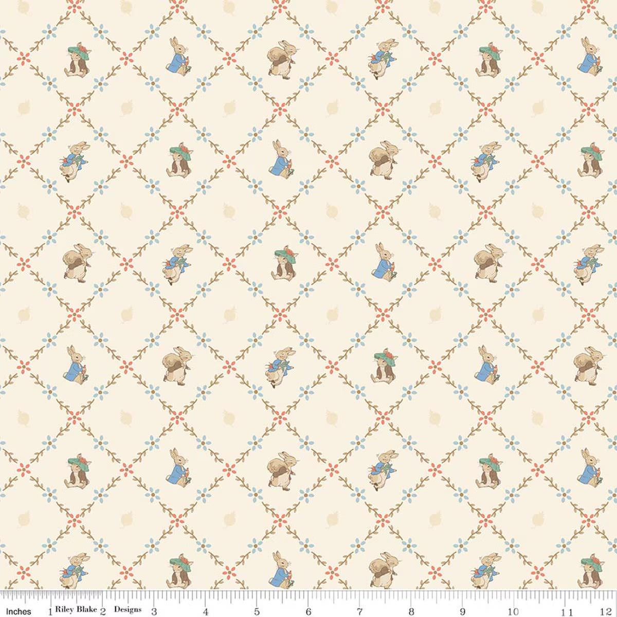 Peter Rabbit™ and Benjamin Bunny™ Lattice Cream C17254-CREAM  from Riley Blake 100% cotton fabric