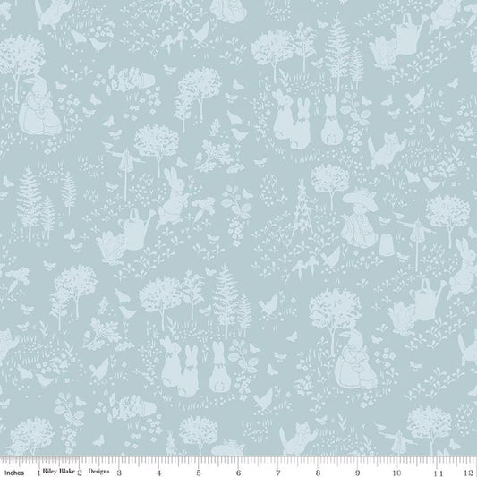 Peter Rabbit™ and Benjamin Bunny™ Tonal Garden Blue C17251-BLUE  from Riley Blake 100% cotton fabric
