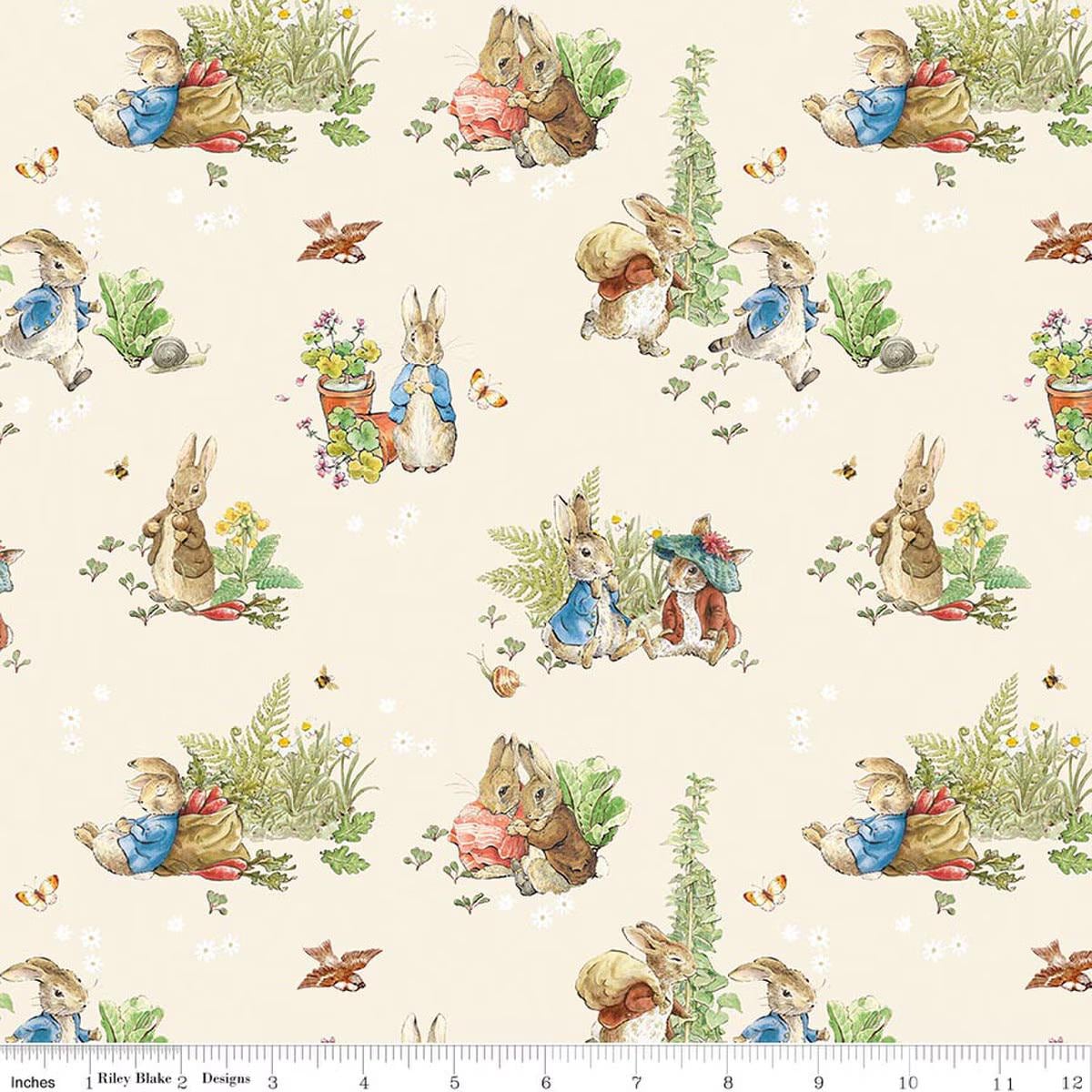 Peter Rabbit™ and Benjamin Bunny™ Main CD17250-CREAM from Riley Blake 100% cotton fabric