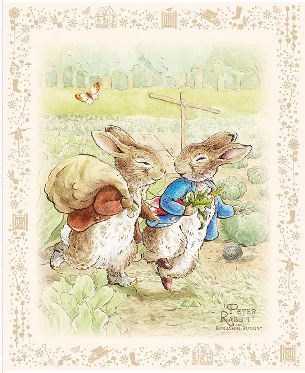 Peter Rabbit™ and Benjamin Bunny™ Panel PD17255-PANEL 35 1/2" x 43 1/2" from Riley Blake 100% cotton fabric