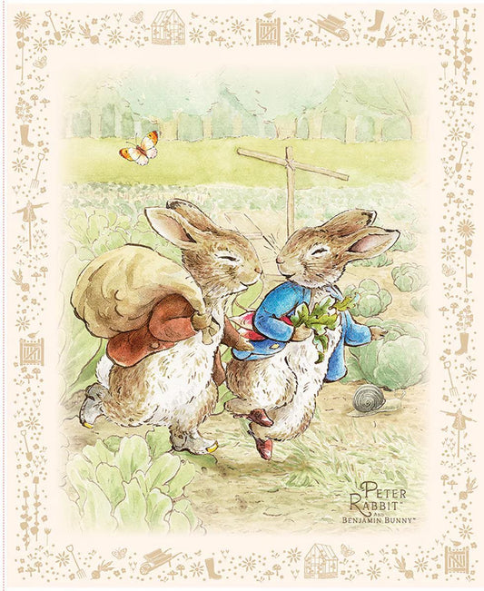 Peter Rabbit™ and Benjamin Bunny™ Panel PD17255-PANEL 35 1/2" x 43 1/2" from Riley Blake 100% cotton fabric