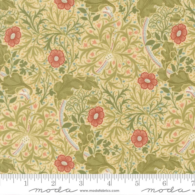 Moda Fabrics Morris Muse Parchment 13382 11 by Barbara Brackman 100% Cotton