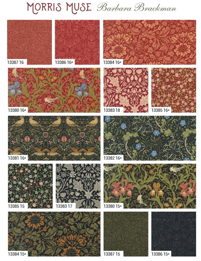 Moda Fabrics Morris Muse Ebony 13384 15 by Barbara Brackman 100% Cotton