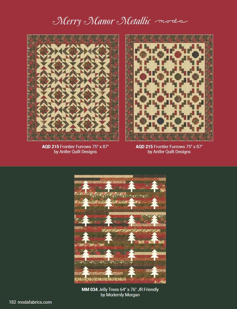 Moda Merry Manor metallic 2025Evergreen 33860 13M  Holiday Christmas fabric 100% Cotton Fabric