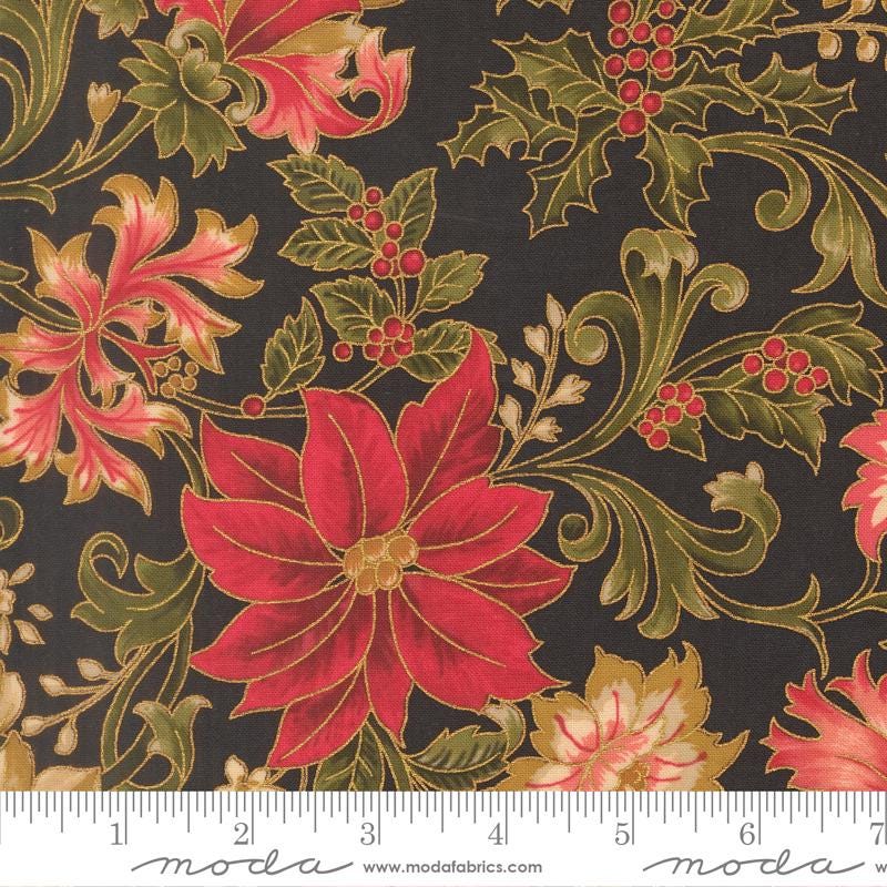 Moda Merry Manor metallic 2025Ebony 33860 14M Holiday Christmas fabric 100% Cotton Fabric
