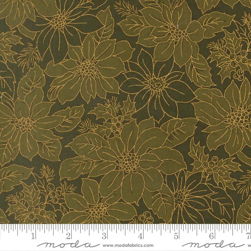 Moda Merry Manor metallic 2025Evergreen 33862 13M Holiday Christmas fabric 100% Cotton Fabric