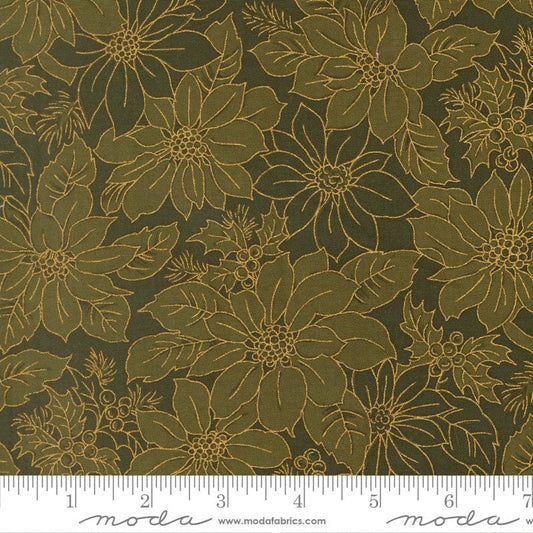 Moda Merry Manor metallic 2025Evergreen 33862 13M Holiday Christmas fabric 100% Cotton Fabric