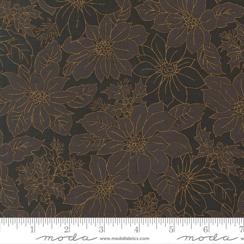Moda Merry Manor metallic 2025Ebony 33862 14M Moda  Holiday Christmas fabric 100% Cotton Fabric