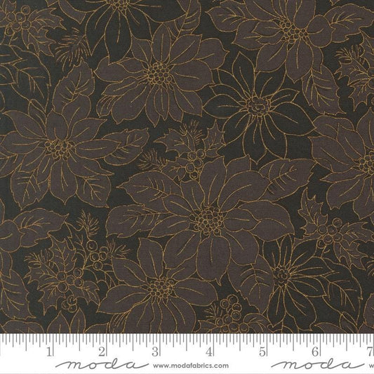 Moda Merry Manor metallic 2025Ebony 33862 14M Moda  Holiday Christmas fabric 100% Cotton Fabric