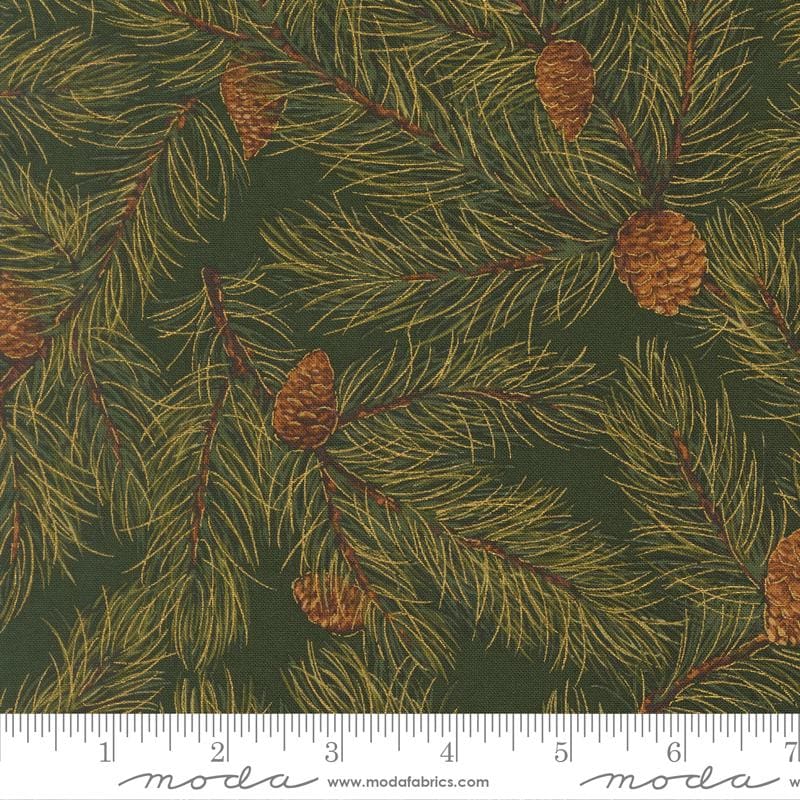Moda Merry Manor metallic 2025Evergreen 33863 13M Holiday Christmas fabric 100% Cotton Fabric