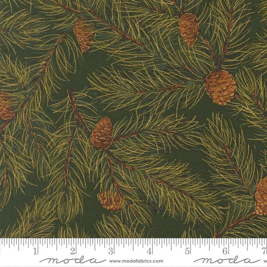 Moda Merry Manor metallic 2025Evergreen 33863 13M Holiday Christmas fabric 100% Cotton Fabric