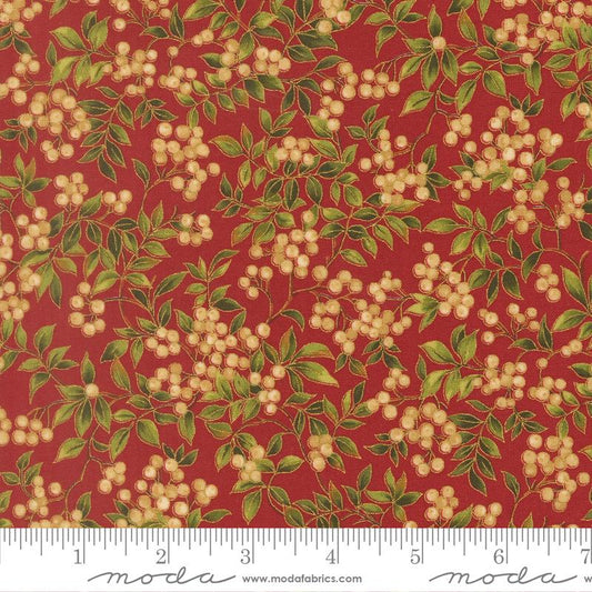 Moda Merry Manor metallic 2025Crimson 33864 12M Holiday Christmas fabric 100% Cotton Fabric