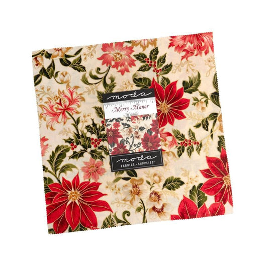 Moda Merry Manor Metallic 2025 Moda Precut 33860LCM Layer Cake 42 Pieces 100% cotton fabric