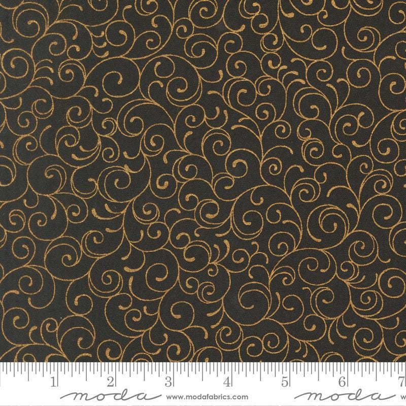Moda Merry Manor metallic 2025Ebony 33865 14M Holiday Christmas fabric 100% Cotton Fabric