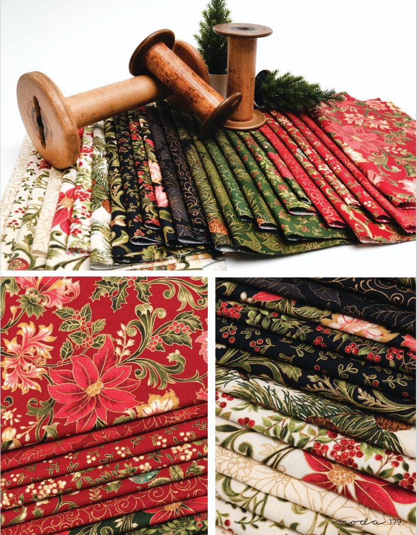 Moda Merry Manor metallic 2025Cream 33861 11M Holiday Christmas fabric 100% Cotton Fabric