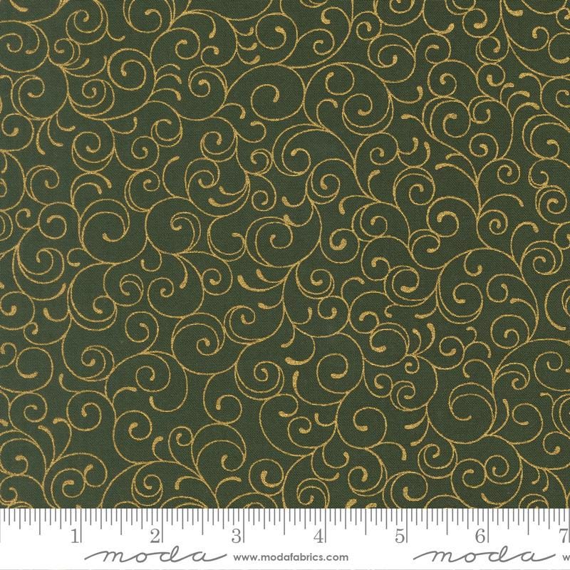 Moda Merry Manor metallic 2025 Evergreen 33865 13M  Holiday Christmas fabric 100% Cotton Fabric