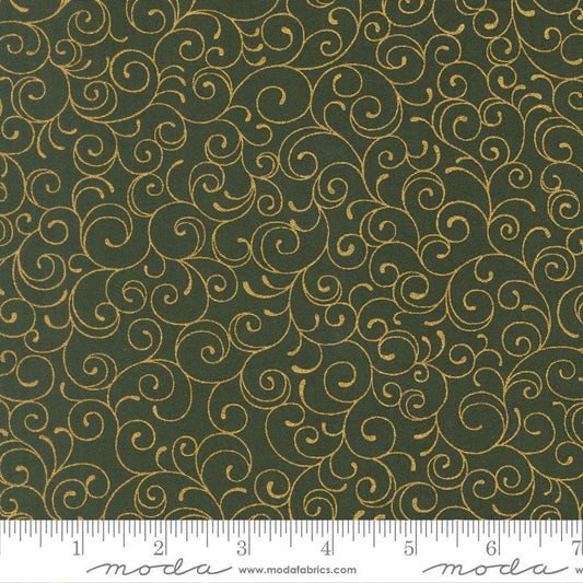 Moda Merry Manor metallic 2025 Evergreen 33865 13M  Holiday Christmas fabric 100% Cotton Fabric