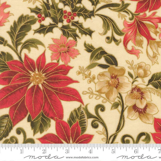 Moda Merry Manor metallic 2025Cream 33860 11M Holiday Christmas fabric 100% Cotton Fabric