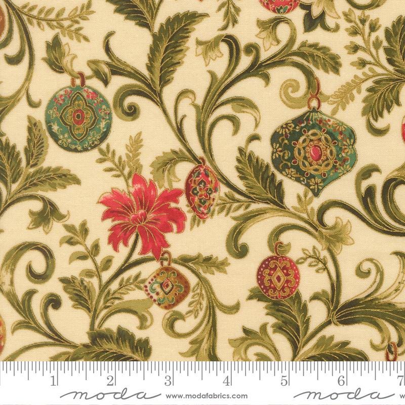 Moda Merry Manor metallic 2025Cream 33861 11M Holiday Christmas fabric 100% Cotton Fabric