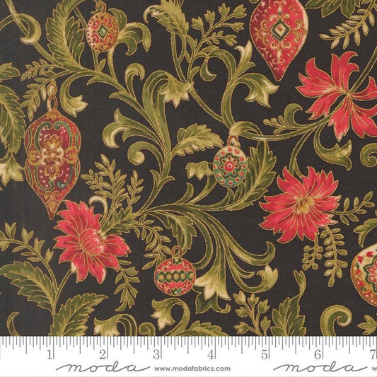 Moda Merry Manor metallic 2025Ebony 33861 14M Holiday Christmas fabric 100% Cotton Fabric