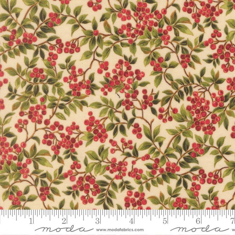 Moda Merry Manor metallic 2025Cream 33864 11M Moda  Holiday Christmas fabric 100% Cotton Fabric