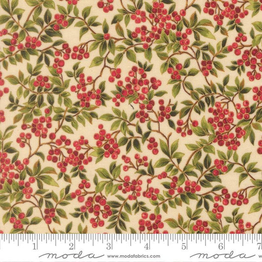 Moda Merry Manor metallic 2025Cream 33864 11M Moda  Holiday Christmas fabric 100% Cotton Fabric