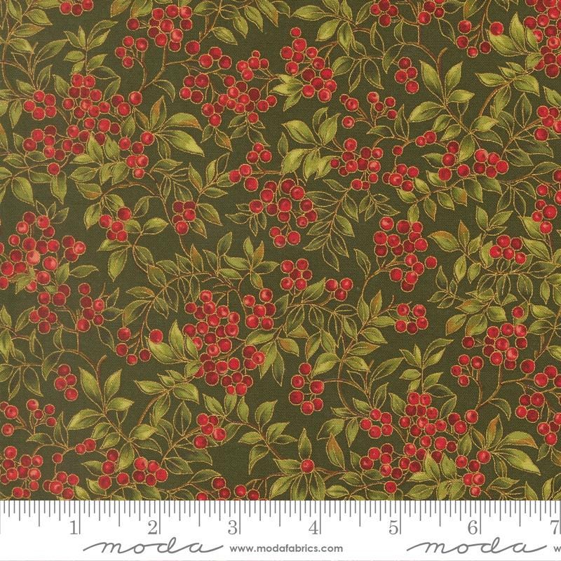 Moda Merry Manor metallic 2025Evergreen 33864 13M Holiday Christmas fabric 100% Cotton Fabric