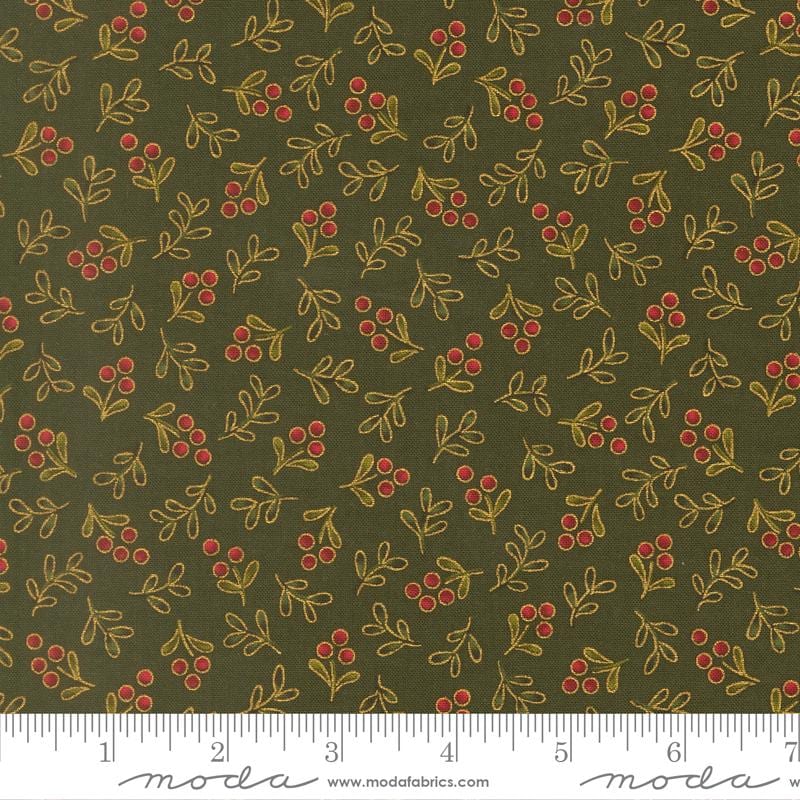 Moda Merry Manor metallic 2025Evergreen 33866 13M Holiday Christmas fabric 100% Cotton Fabric