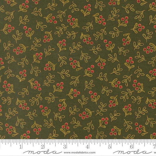 Moda Merry Manor metallic 2025Evergreen 33866 13M Holiday Christmas fabric 100% Cotton Fabric