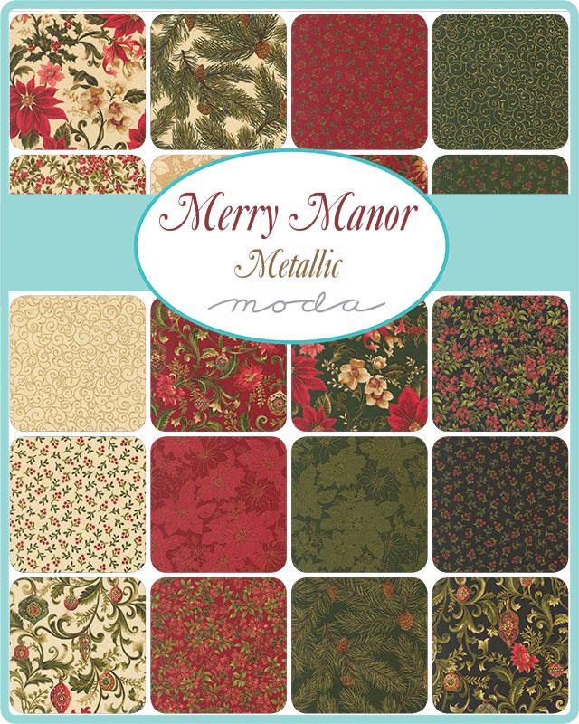 Moda Merry Manor metallic 2025fat quarter bundle 26 pcs 33860ABM 100%  quilting Cotton fabric Pre-cut