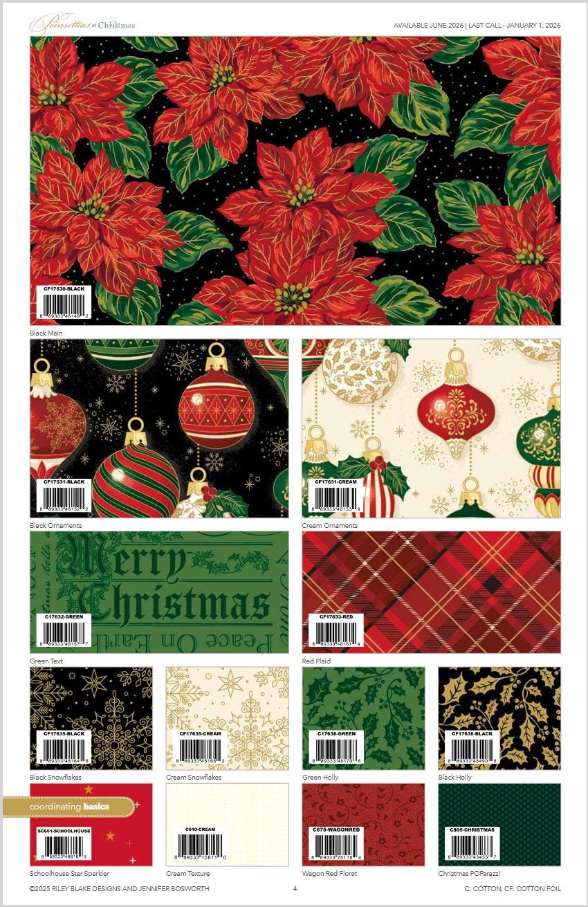 Poinsettias at Christmas Snowflakes Black Foil CF17635-BLA  by Jennifer Bosworth for Riley Blake Designs 100% cotton fabric