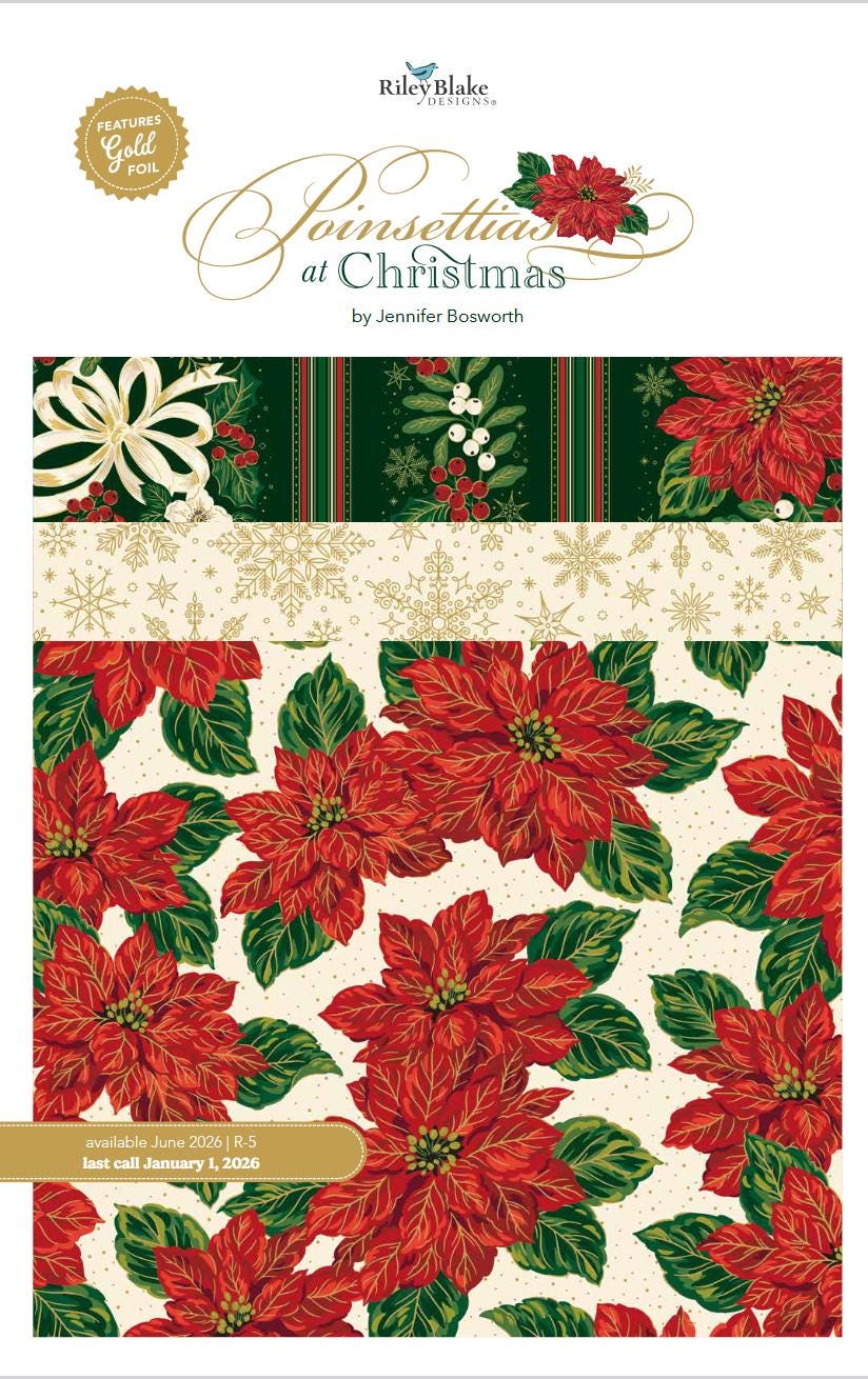 Poinsettias at Christmas Snowflakes Cream Foil CF17635-CREAM  by Jennifer Bosworth for Riley Blake Designs 100% cotton fabric