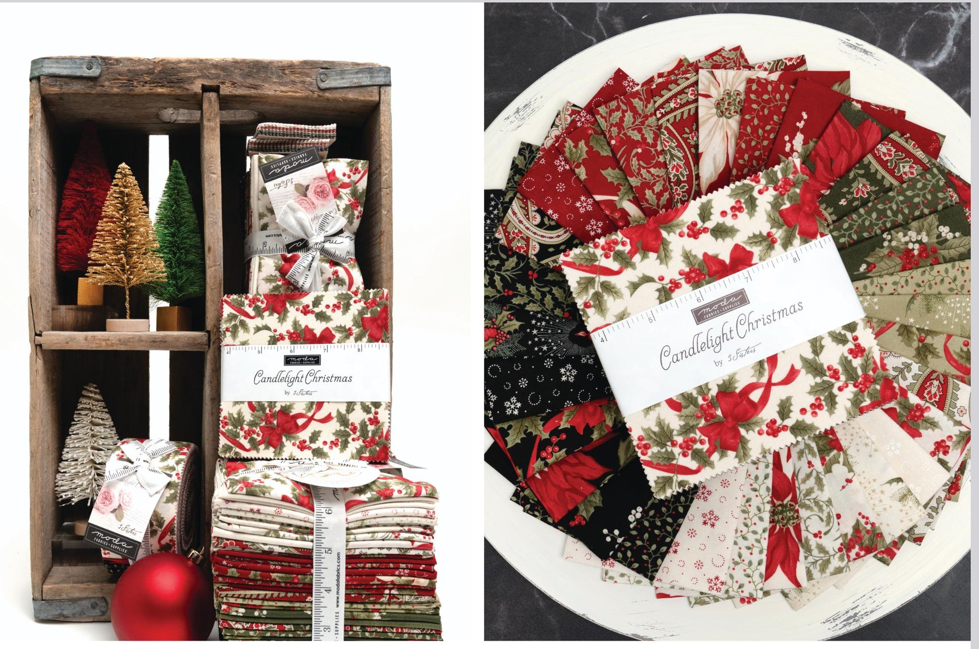 Moda Candlelight Christmas Charm pack 44420PP 5" square 42 pcs Pre-cut by  Three Sisters 100% cotton